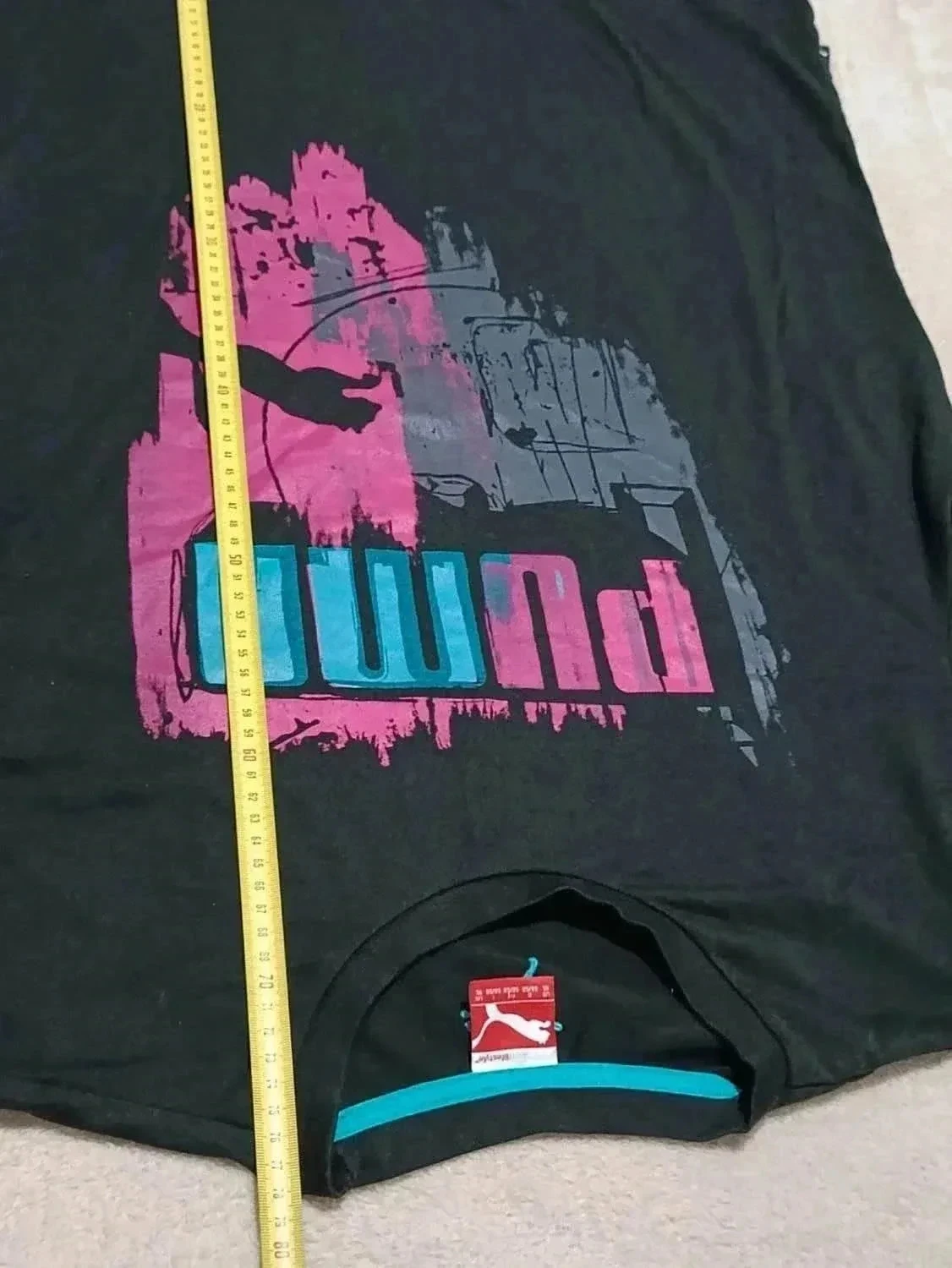 T-shirt Puma XL zwart grafisch ontwerp roze blauw – photo 14